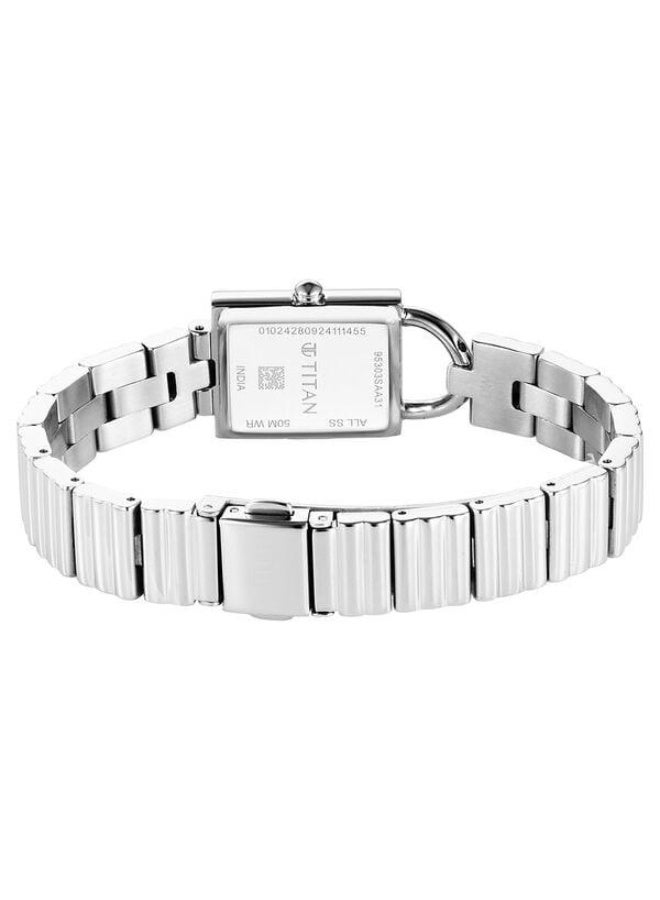 TITAN Metro Quartz Analog Blue Dial Silver Stainless Steel Strap Watch for Women - 95303SM01 - Image 5