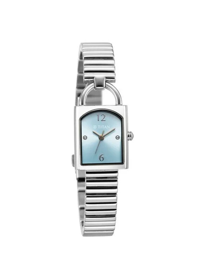 TITAN Metro Quartz Analog Blue Dial Silver Stainless Steel Strap Watch for Women - 95303SM01