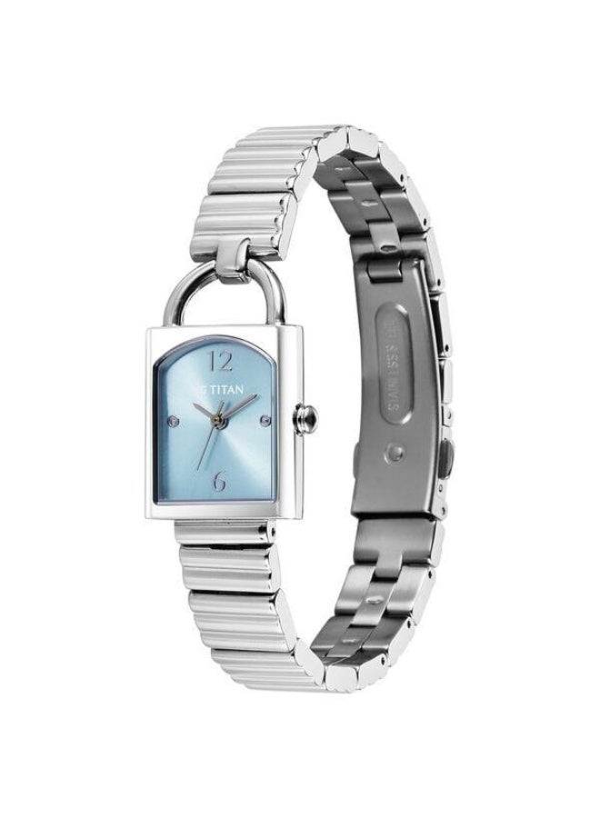 TITAN Metro Quartz Analog Blue Dial Silver Stainless Steel Strap Watch for Women - 95303SM01 - Image 3