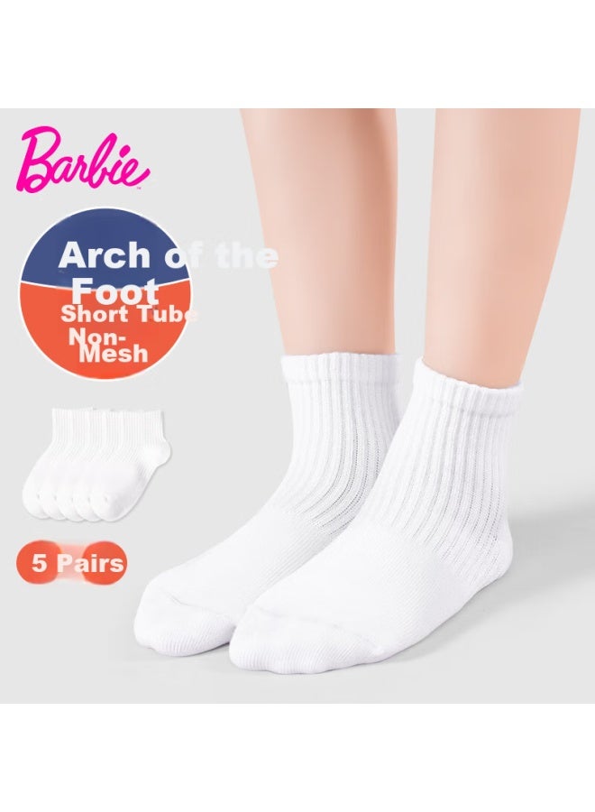 Barbie Children's Socks Student White Socks Campus Boys Spring Summer Cotton Socks Girls White Mesh Sports Socks - Image 1