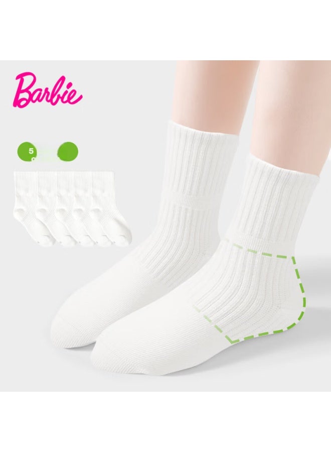 Barbie Children's Socks Student White Socks Campus Boys Spring Summer Cotton Socks Girls White Mesh Sports Socks - Image 2