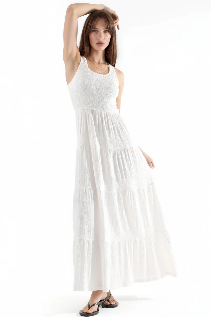 Busem BUSEM Textured U Collar Maxi Dress