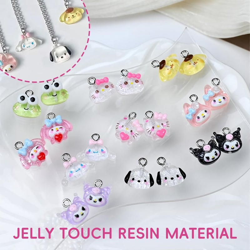 Fancyku ® 50Pcs Cartoon Charms for DIY Crafts with 12 Assorted Kawaii Resin Designs, Jelly Touch Cute Ornaments for Custom Phone Chain, Key Charm, Bag Decoration, Gift Ideas - Image 3