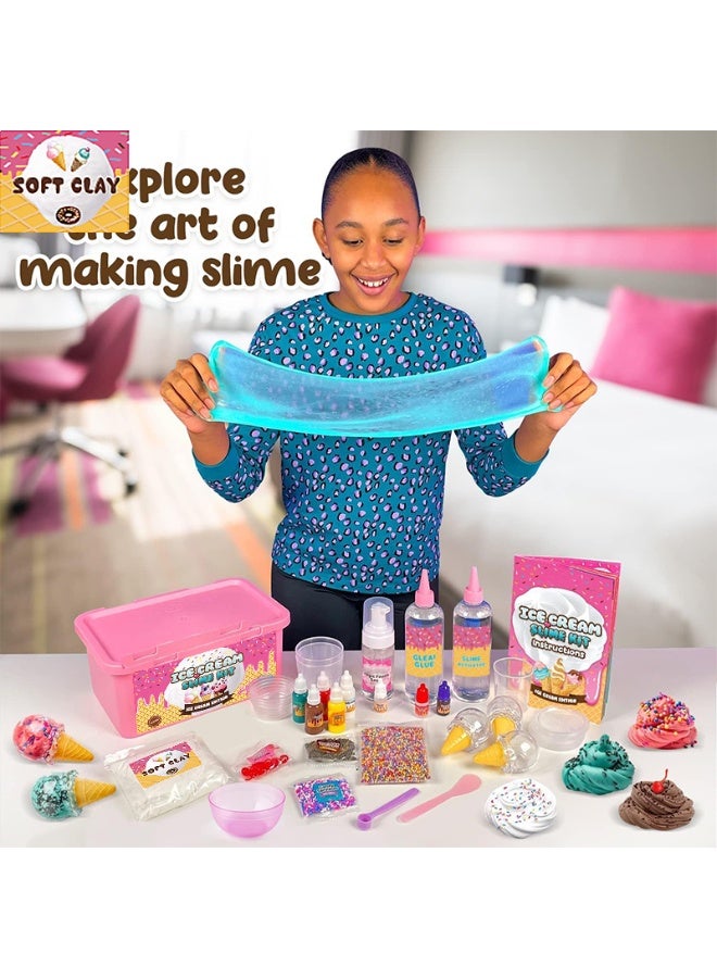 فلاي هسو طقم أدوات صنع سلايم الآيس كريم للفتيات، طقم صنع سلايم الآيس كريم المذهل لصنع سلايم الزبدة، سلايم السحب وسلايم الرغوة، فكرة هدية ممتعة للبنات والأولاد في الأعياد لمن هم فوق 6 سنوات - Image 3