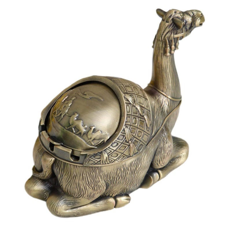 Vintage Camel Metal Windproof Ashtray With Lid For Home Office Outdoor - Image 2