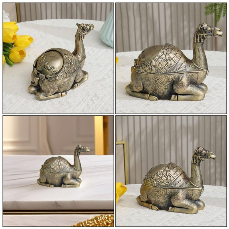 Vintage Camel Metal Windproof Ashtray With Lid For Home Office Outdoor - Image 5