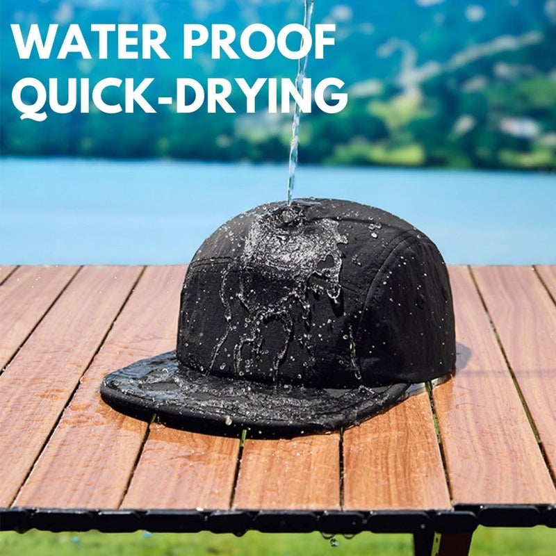 FASHIXD 5 Panel Running Hat Waterproof Nylon Sun Hat Quick Dry Plain Baseball Cap for Men Women (US, Alpha, One Size, Black) - Image 5