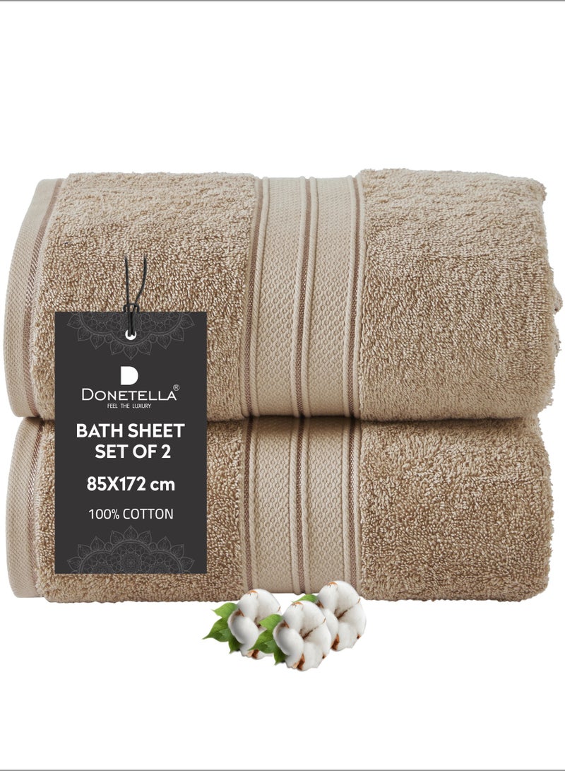 Donetella 2-Pcs Bath Sheet (85x172cm) - Premium 100 % Combed Cotton 600 GSM Large Towel, Highly Absorbent, Quick Dry,Best Towel for Bathroom, Spa And Hotel. - Image 1