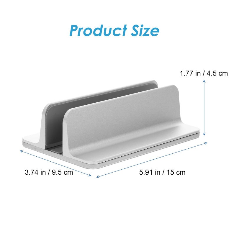 Aluminum Alloy Vertical Laptop Stand with Cooling Desktop Rack Silver Holder for Notebook Tablet - Image 3