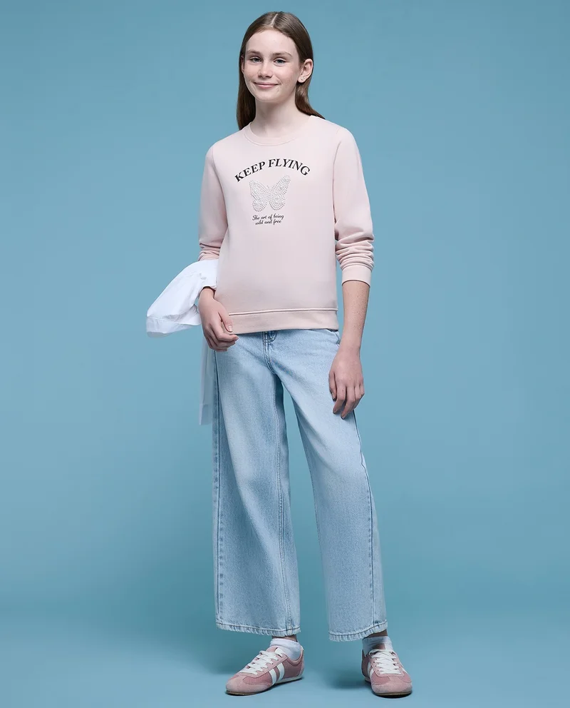 أر أند بي Printed Sweatshirt with Crew Neck and Long Sleeves