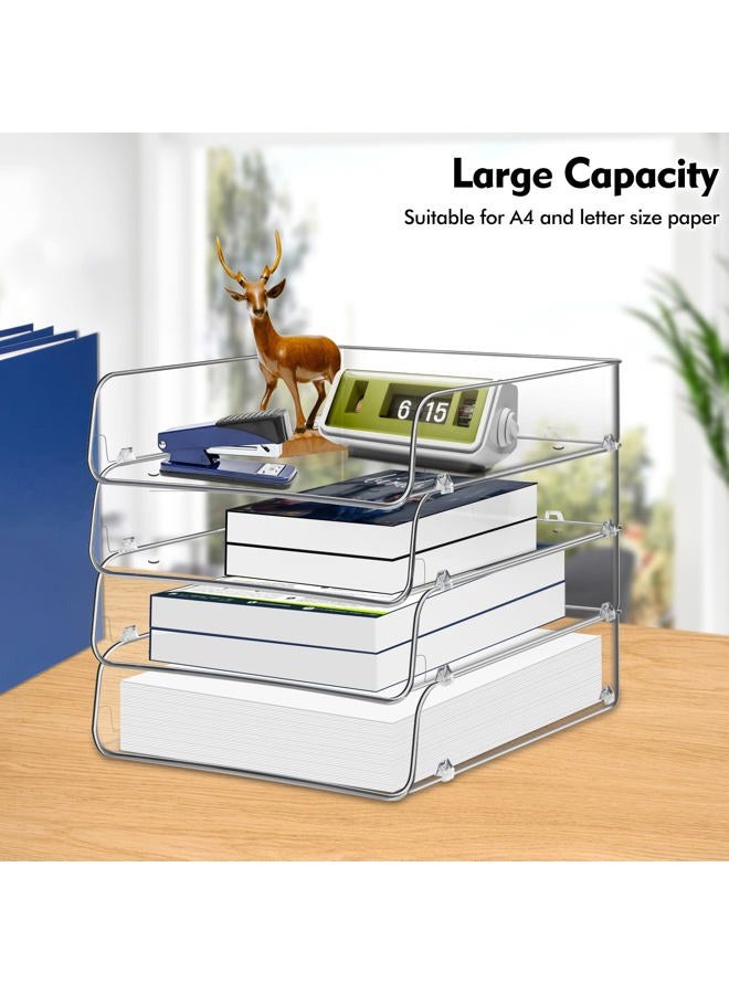 Lunmore Stackable Paper Trays, 4 Tier Desktop File Organizer, Letter Tray for Office Supplies, Magazine - Image 5