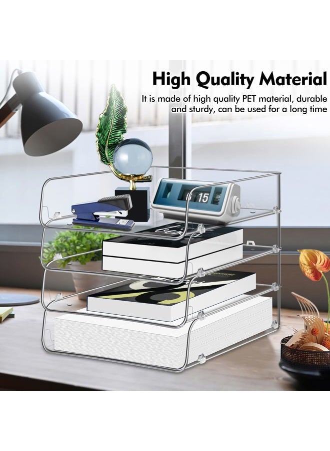 Lunmore Stackable Paper Trays, 4 Tier Desktop File Organizer, Letter Tray for Office Supplies, Magazine - Image 3