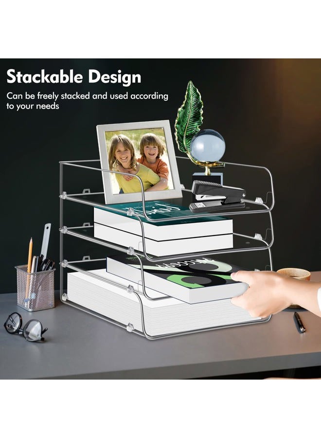 Lunmore Stackable Paper Trays, 4 Tier Desktop File Organizer, Letter Tray for Office Supplies, Magazine - Image 2
