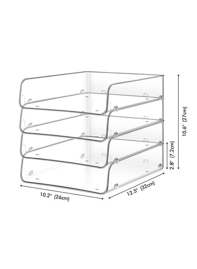 Lunmore Stackable Paper Trays, 4 Tier Desktop File Organizer, Letter Tray for Office Supplies, Magazine - Image 4