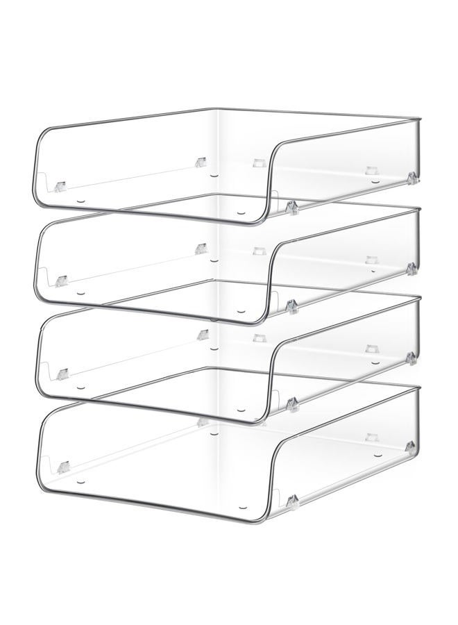 Lunmore Stackable Paper Trays, 4 Tier Desktop File Organizer, Letter Tray for Office Supplies, Magazine - Image 1