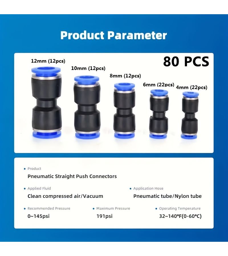 80 قطعة من مجموعة fittings خرطوم الهواء المعدنية سريعة التوصيل، مقاومة للتسرب، خيوط عالمية، سهلة التركيب. - Image 4
