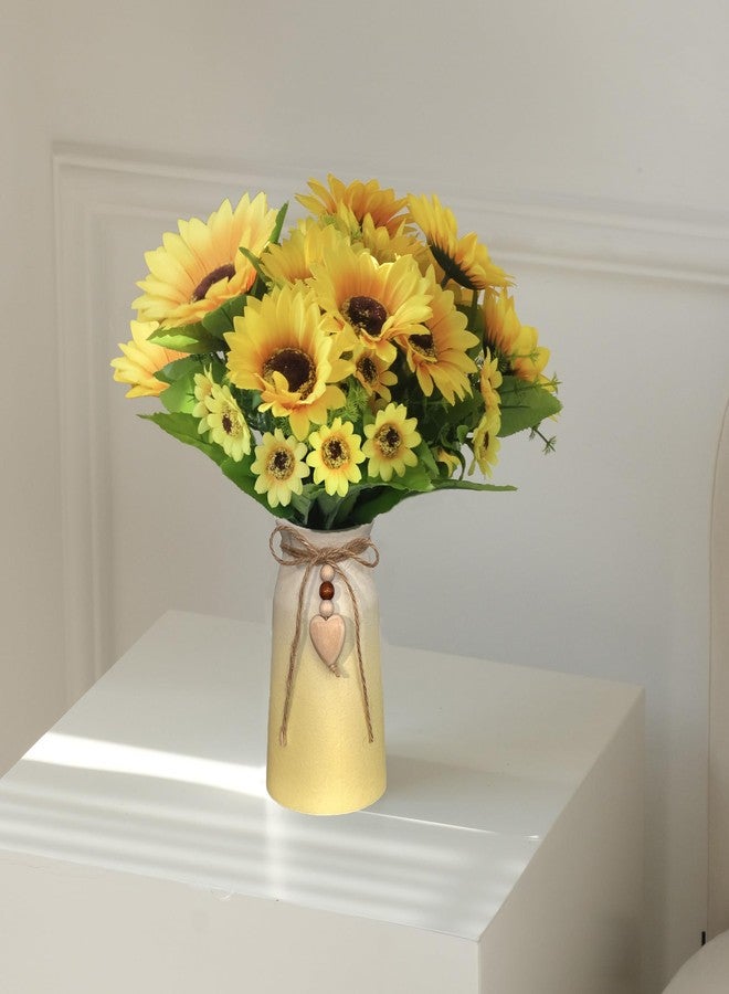 HEMYLU Artificial Sunflower Arrangement in Ceramic Vase – Fake Silk Sunflowers Table Centerpiece Decoration, Stylish Artificial Flowers with Vase for Home Table Dining Room - Image 5