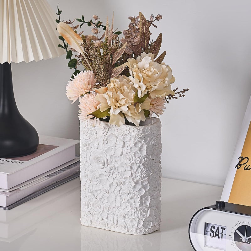 HOLOLA Hand-Carved 3D Book Vase - Decorative White Flowers Vases for Home & Office, Unique Bookend Vase for Bookshelves, Artificial Floral Display, Gift for Book Lovers (Home Decor, Desk Decor) - Image 2