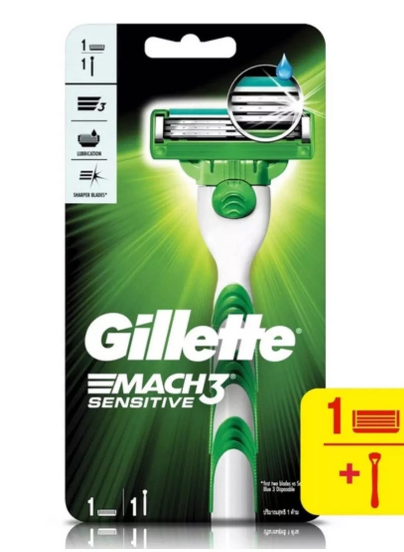 Gillette Mach3 Sensitive Razor (1 Handle + 1 Blade)