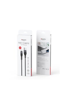 Yesido CA121C Fast Charging USB to Lightning 1 Meter Aluminum Alloy + Cotton Cable Cable Max 2A - Black