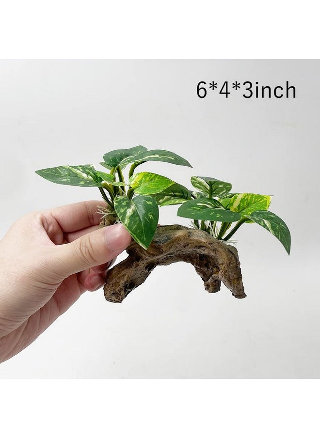 Smoothedo-Pets Fish Tank Decorations Aquarium Decor Ornaments Betta Silk Leaf Pad Hammock Artifical Driftwood Cave Goldfish Bowl Accessories (TypeC)  - Image 2