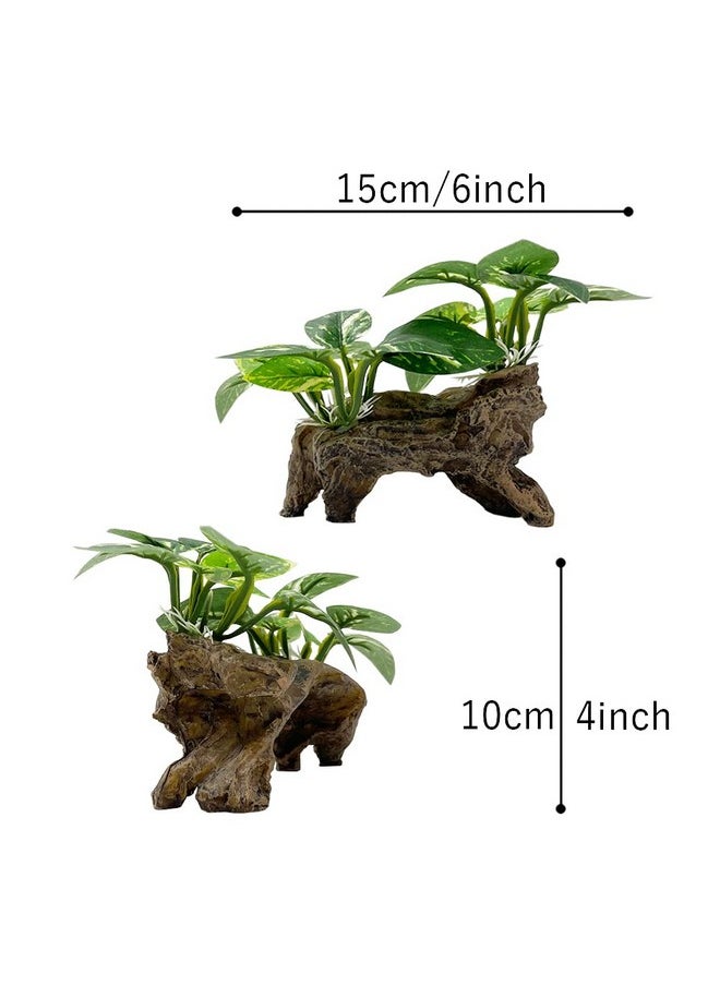 Smoothedo-Pets Fish Tank Decorations Aquarium Decor Ornaments Betta Silk Leaf Pad Hammock Artifical Driftwood Cave Goldfish Bowl Accessories (TypeC)  - Image 4