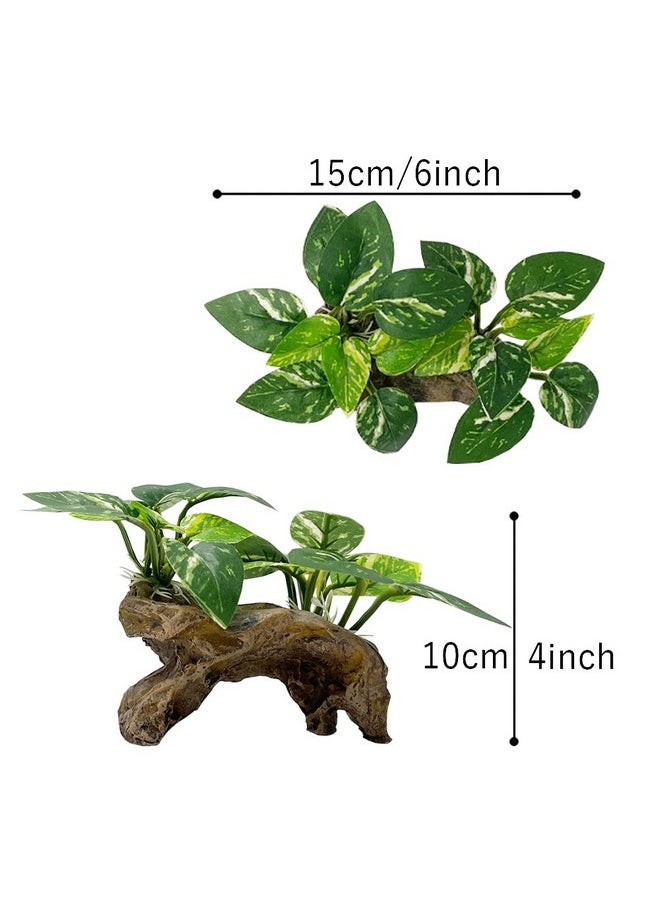 Smoothedo-Pets Fish Tank Decorations Aquarium Decor Ornaments Betta Silk Leaf Pad Hammock Artifical Driftwood Cave Goldfish Bowl Accessories (TypeC)  - Image 3