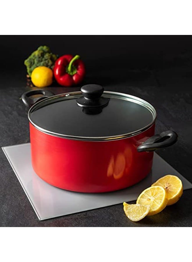 Moss & Stone 3 Peice Pots & Pans Set Nonstick Cookware Set, Aluminum Pots and Pans, Red Pots and Pans Set with Glass Lid, Dishwasher Safe, Cooking Set - Image 4