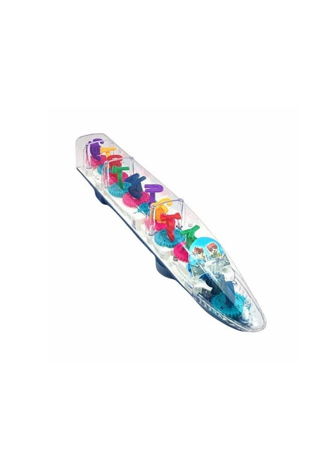 Cable World ® Transparent 3D Train Toy 360 Degree Rotation, Gear Simulation Mechanical Train Sound And Light Toy For 2-5 Years Boys And Girls  - Image 1