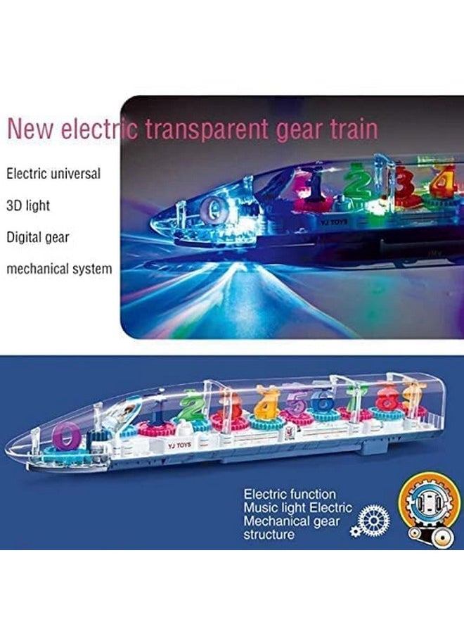 Cable World ® Transparent 3D Train Toy 360 Degree Rotation, Gear Simulation Mechanical Train Sound And Light Toy For 2-5 Years Boys And Girls  - Image 2
