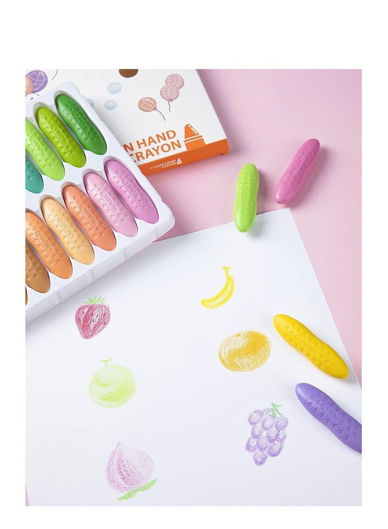 YPlus أقلام تلوين، أقلام مثلثية على شكل فستق للأطفال، غير سامة وقابلة للغسل للأطفال الصغار، لوازم فنون التلوين، تصحيح وضعية الكتابة للأطفال الصغار (12 لون) - Image 2