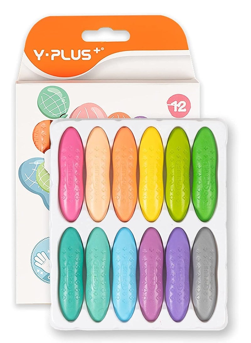 YPlus أقلام تلوين، أقلام مثلثية على شكل فستق للأطفال، غير سامة وقابلة للغسل للأطفال الصغار، لوازم فنون التلوين، تصحيح وضعية الكتابة للأطفال الصغار (12 لون) - Image 1