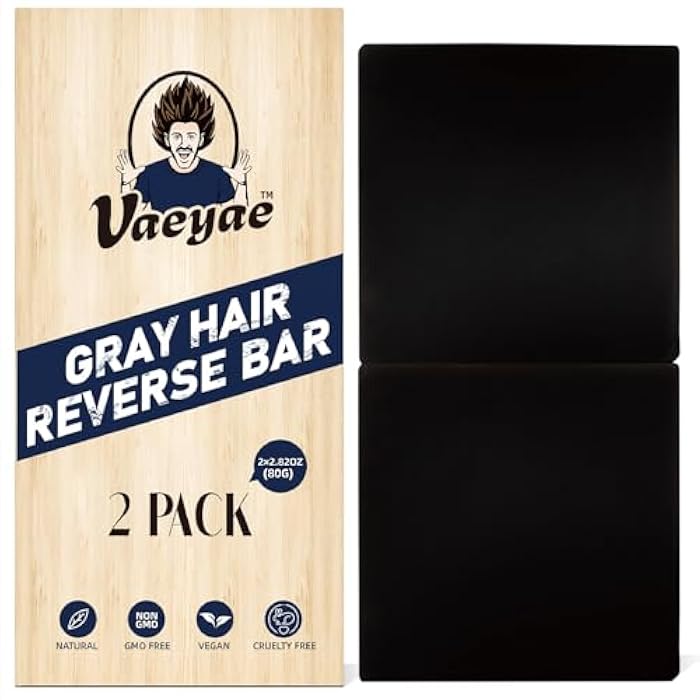 VAEYAE 2 Pcs Gray Hair Reverse Bar to Restore Hair Color, Shampoo and Conditioner 2 in 1 Soap for Stronger & Smoother Hair, Men & Women Black Soap Reduces and Cover Grey Hair, For Hair Thickening and Darking - Image 1