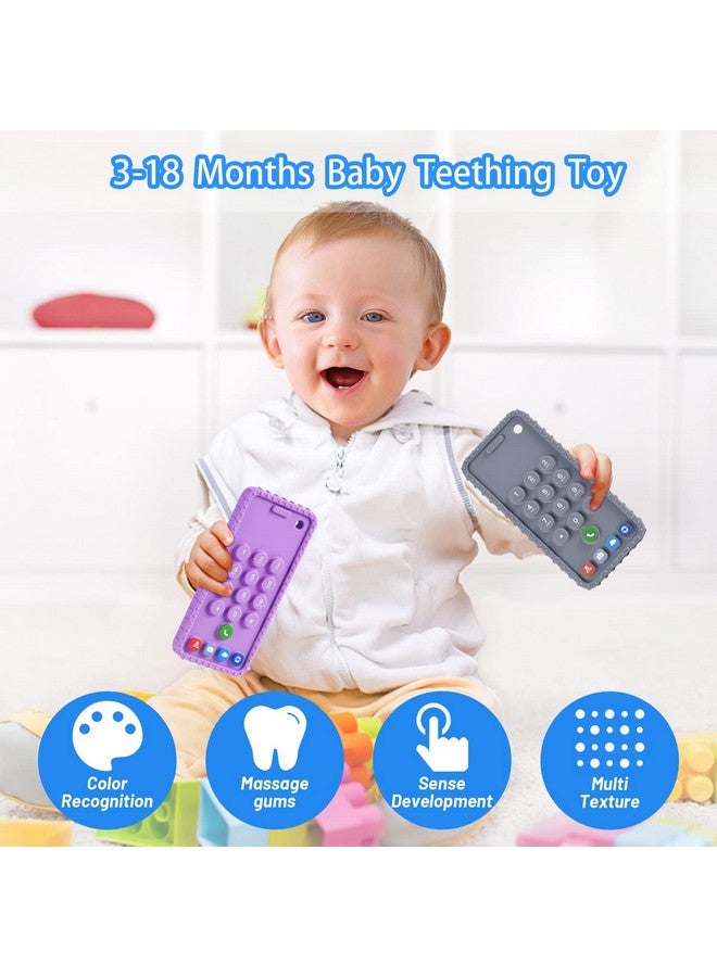 Besosay Baby Phone Teething Toys for Babies 0-3, 0-6, 6-12 Months | Soft Silicone Baby Cell Phone Teethers Toys | Baby Fidget Toys 0-6 Months | Infant Teether Pacifier for Breastfeeding Baby Boy Girl - Image 3