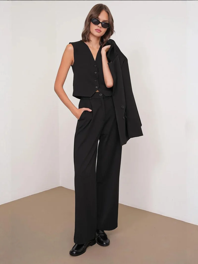 MixRay Mixray Pleated Palazzo Pants with Pockets