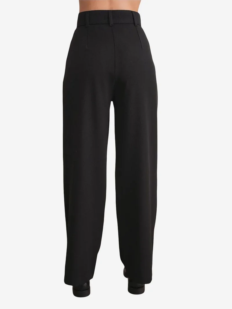 Mixray Black Mixray Pleated Palazzo Pants with Pockets for Women | Best Price UAE