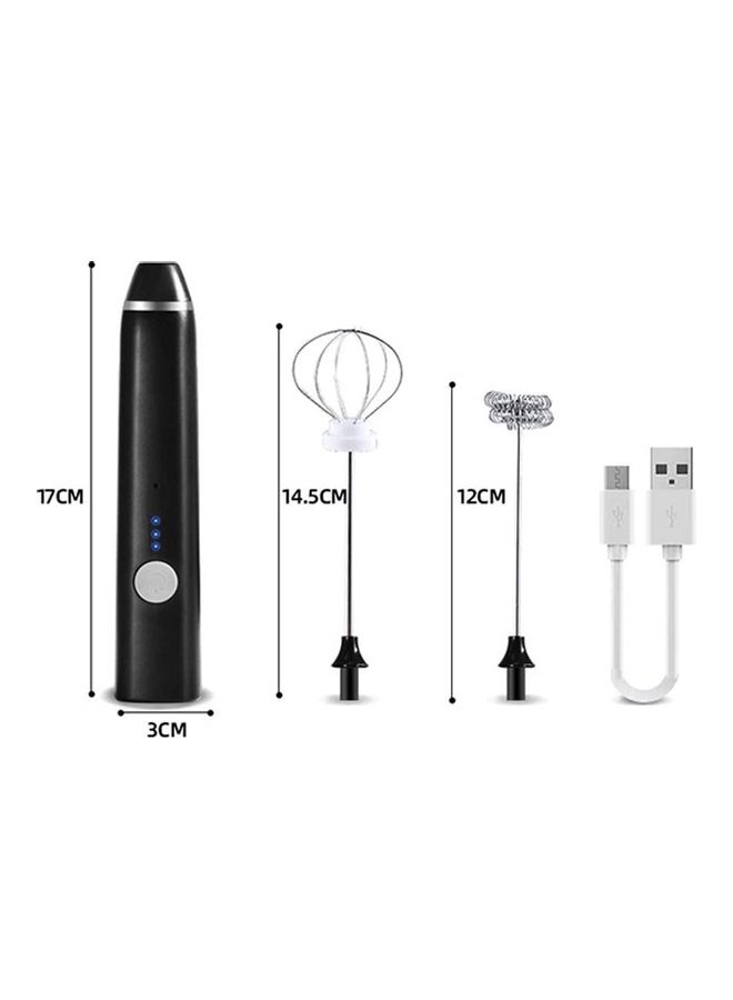 NIBEMINENT 3-Piece Electric Milk Frother And Whisk Set Black/Silver - Image 3