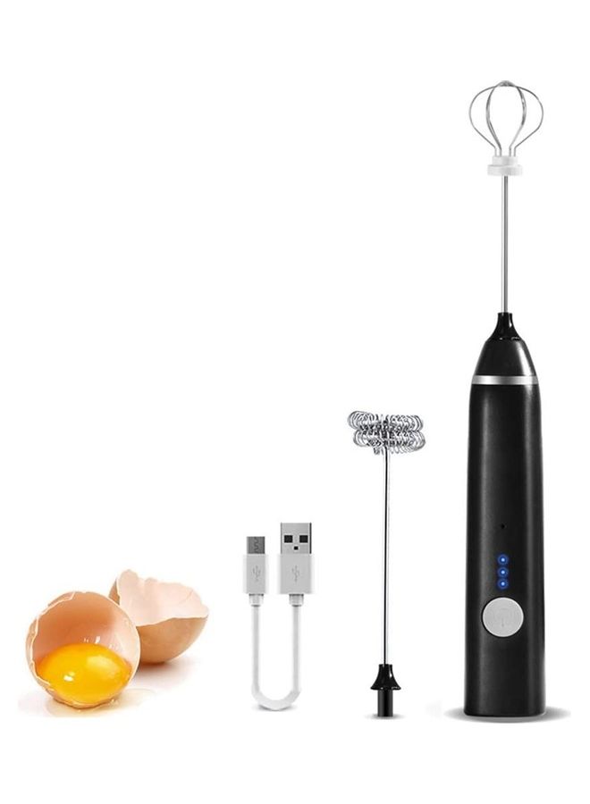 NIBEMINENT 3-Piece Electric Milk Frother And Whisk Set Black/Silver - Image 4
