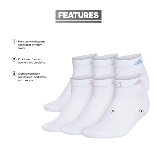 Adidas Athletic Cushioned Low Cut Socks (6-Pair) low profile fit with arch compression for a secure fit - Image 2