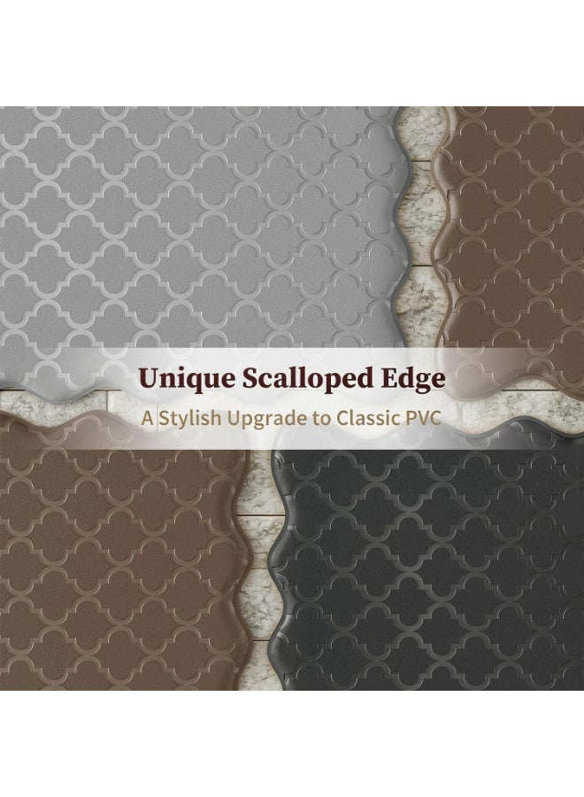 Arabest Kitchen Rug & Mat, Scalloped Embossed Kitchen Mats for Floor 2PCS Cushioned Anti Fatigue Waterproof Foam Kitchen Rugs Non Slip Washable Standing Mat for Office Sink, 44 * 75+44 * 120CM (Brown) - Image 5