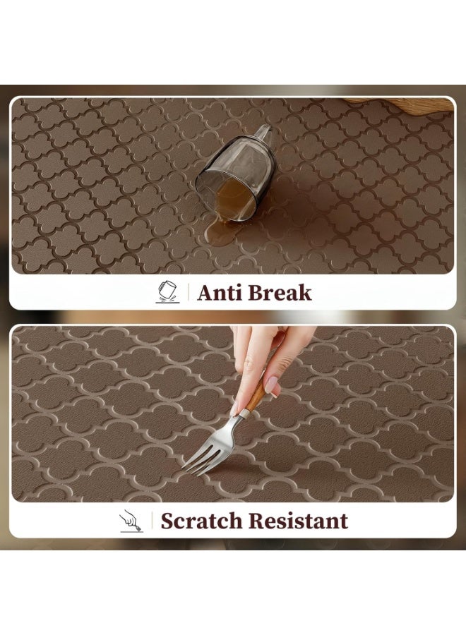Arabest Kitchen Rug & Mat, Scalloped Embossed Kitchen Mats for Floor 2PCS Cushioned Anti Fatigue Waterproof Foam Kitchen Rugs Non Slip Washable Standing Mat for Office Sink, 44 * 75+44 * 120CM (Brown) - Image 4