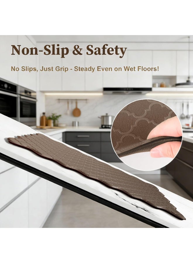 Arabest Kitchen Rug & Mat, Scalloped Embossed Kitchen Mats for Floor 2PCS Cushioned Anti Fatigue Waterproof Foam Kitchen Rugs Non Slip Washable Standing Mat for Office Sink, 44 * 75+44 * 120CM (Brown) - Image 3