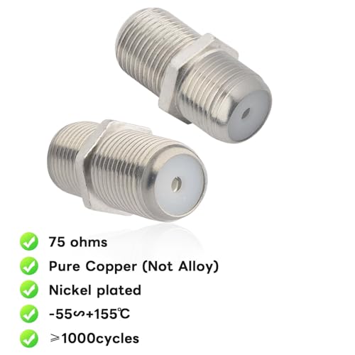Boobrie 2-Pack F-Type Coaxial Cable Connector RG6 Adapter F Female to F Female Antenna Connector RG6 Coax Cable Extender for TV Antenna, Nickel Plated - Image 5