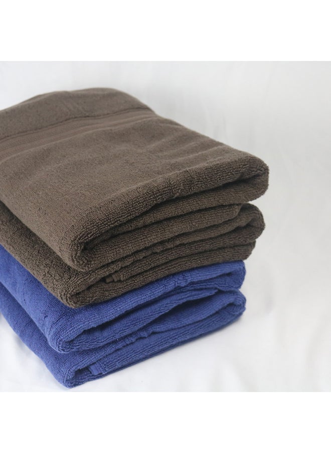 White Rose - 4 Piece Bathroom Towel Set BRAVO 550 GSM 100% Combed Cotton Terry 4 Bath Towel 70X140 cm Gentle Touch Extremely Absorbent Every Day Use Chocolate Brown & Royal Blue - Image 1