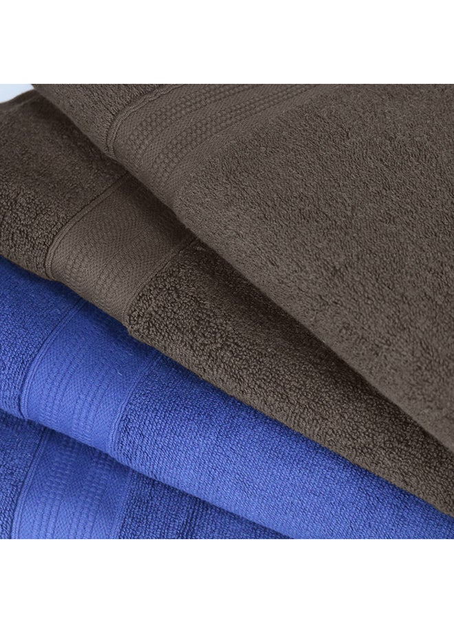 White Rose - 4 Piece Bathroom Towel Set BRAVO 550 GSM 100% Combed Cotton Terry 4 Bath Towel 70X140 cm Gentle Touch Extremely Absorbent Every Day Use Chocolate Brown & Royal Blue - Image 1