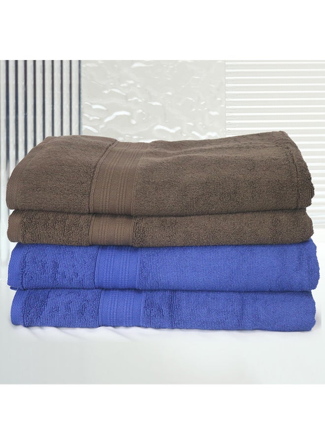 White Rose - 4 Piece Bathroom Towel Set BRAVO 550 GSM 100% Combed Cotton Terry 4 Bath Towel 70X140 cm Gentle Touch Extremely Absorbent Every Day Use Chocolate Brown & Royal Blue - Image 1