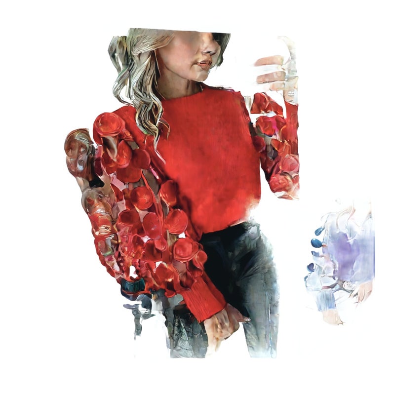 Fashion Long Sleeve Round Neck Petal Sleeve Blouse Women Top - Image 1
