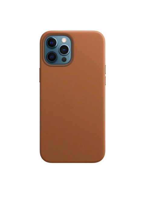 Suitable For Iphone12 Leather/genuine Leather Mobile Phone Case Magnetic Attraction With Animation For Apple Mini/Pro Max Protective Case-Color:Saddle Brown-Applicable Model:For Iphone 12/12pro [leather ★ Magnetic Animation ★ Logo]
