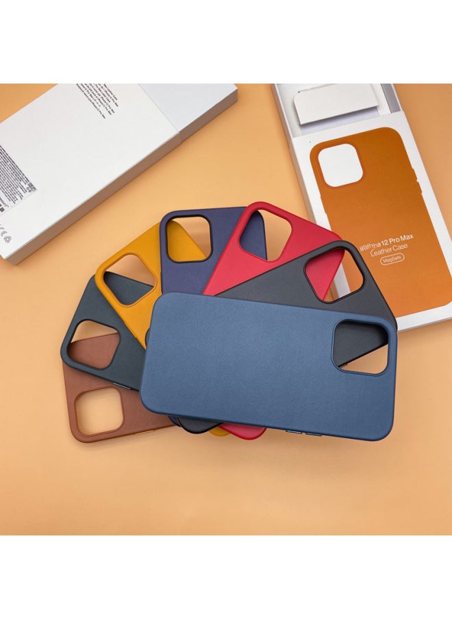 Generic - Suitable For Iphone12 Leather/genuine Leather Mobile Phone Case Magnetic Attraction With Animation For Apple Mini/Pro Max Protective Case-Color:Saddle Brown-Applicable Model:For Iphone 12/12pro [leather ★ Magnetic Animation ★ Logo] - Image 1