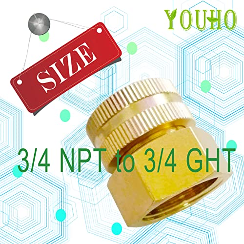 YOUHO Garden Hose Adapter 3/4 NTP Female x 3/4 GHT(F) Drip Irrigation Tubing to Faucet - Reusable Connector Fittings for Most Rain Bird, Orbit, Dig, Toro, Garden Extension Repair Fitting - Image 2